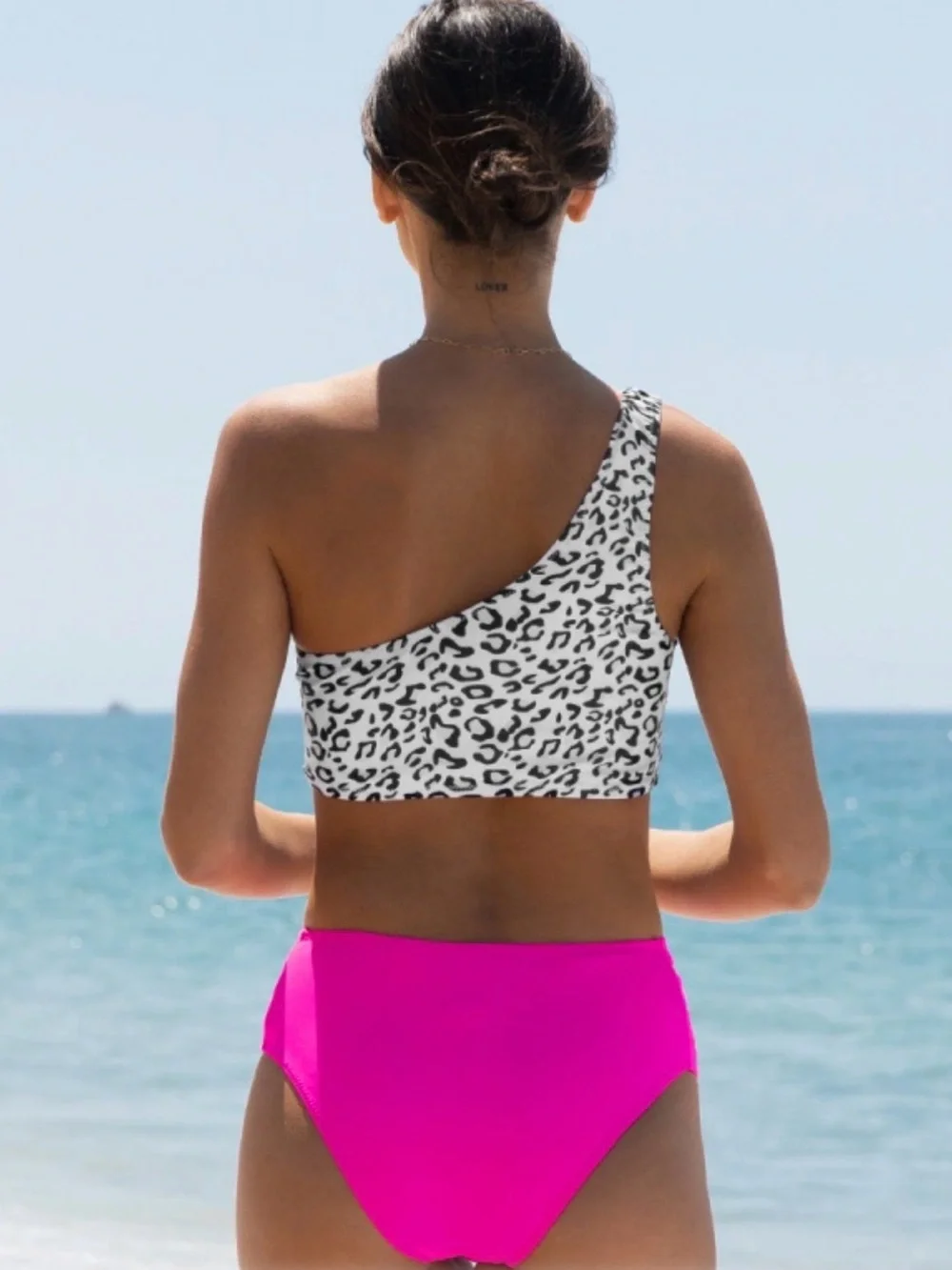 High-Waist Side-Cut Bikini Bottoms in Hot Pink